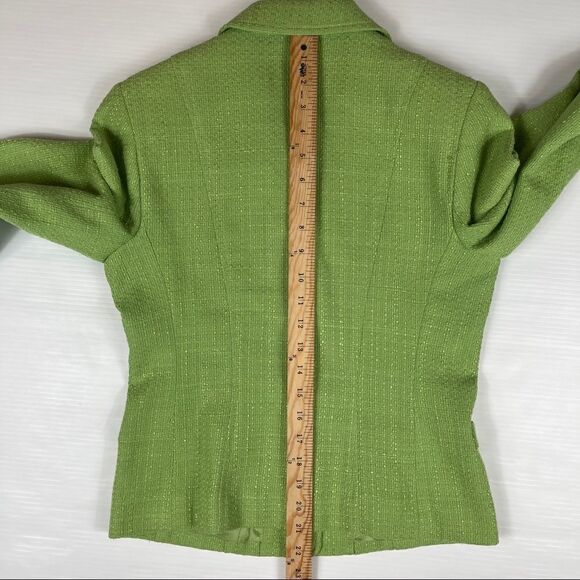Cleo Petite Blazer Lime Green Woven Lined Dry Clean Women's 2 - Picture 10 of 10